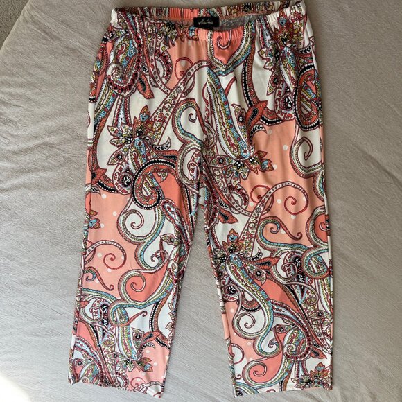Melissa Paige‎ Colorful Pull On Paisley Palazzo Pants Size L - Picture 3 of 9